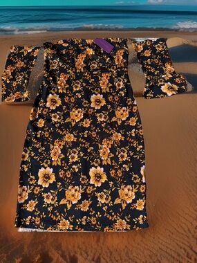 Lascana women’s size 6 floral off-the-shoulder mini dress.  Multicolor. NWT.